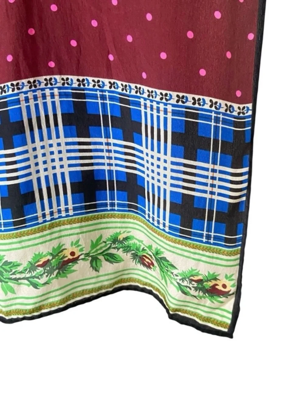 Vintage Kenzo Multi Print Silk Oblong Scarf